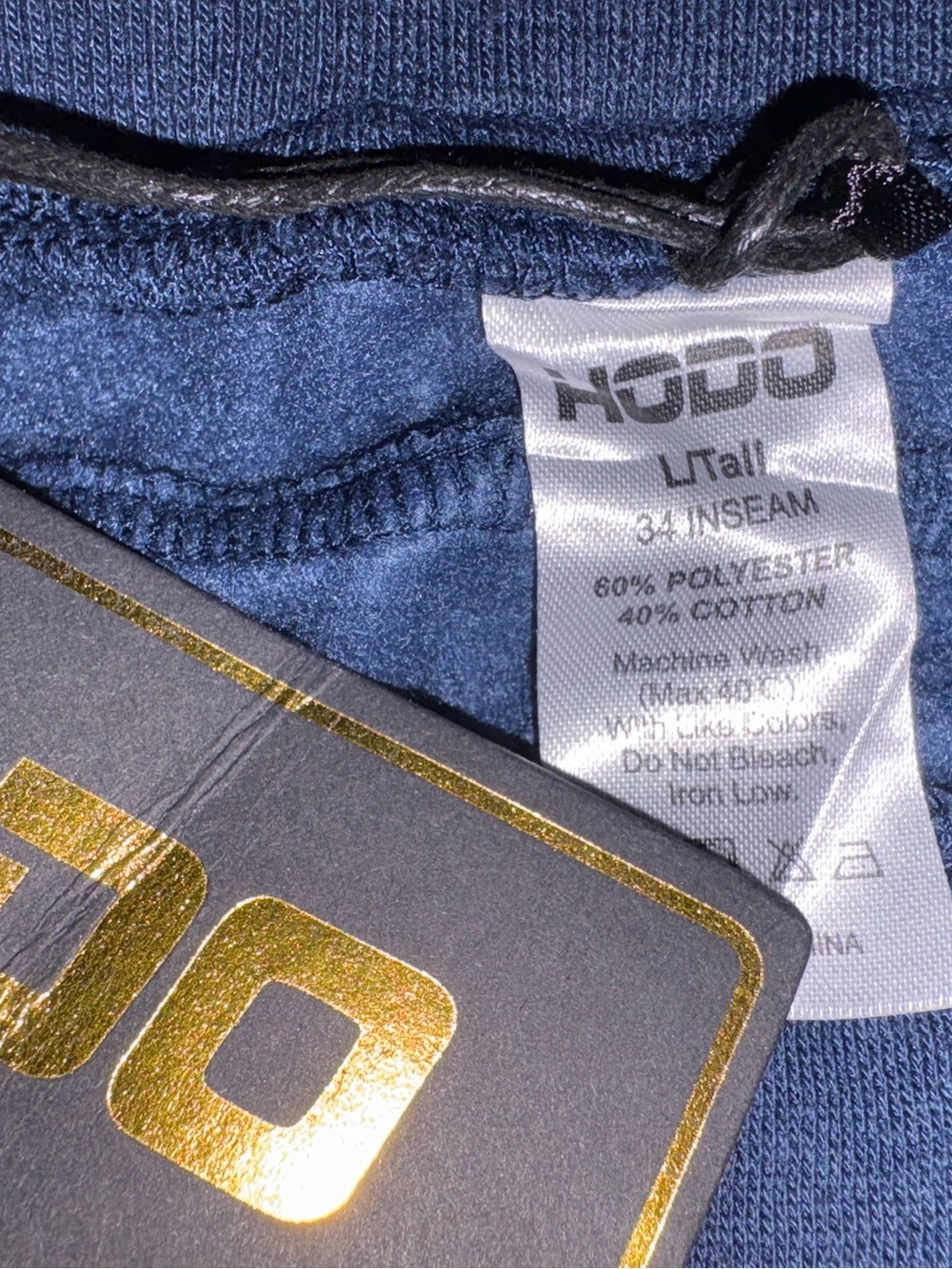 NWT HODO Navy Blue Wide Leg Sweatpants Lounge Pants Size L Tall 34” Inseam - Picture 3 of 7